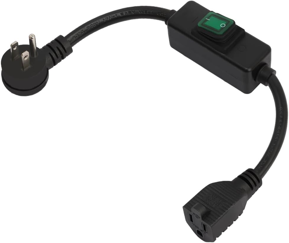 1.5Feet 90Degree Waterproof Extension Power Cord, in-Line On-Off Switch ...