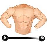 Herren Kostüm Gewichtheber | Muskel-Shirt und aufblasbares Gewicht | Verkleidung Pumper Muskelprotz Boxer | Lustiges Kostümset für Fasching & Karneval (XL)