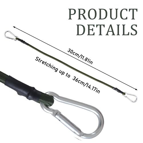 VBNZBK 2 Pcs Bungee Cords with Carabiner Clips,30cm Short Bungee Cords with Hooks,8mm Thick Bungee Straps with Hooks for Camping,Tarps,Bike & Roof Racks - Image 2