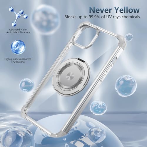 Image of Cubix Back Cover Case for iPhone 13 Hard PC + TPU | Metal Ring Kickstand | 1500g Magnetic Hold | 360 Rotating Stand | Military Drop Protection | Air Cushioned Corners
