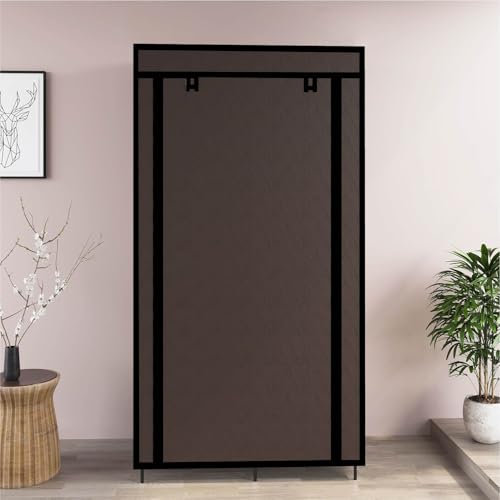 Image of GTC 4+4 Layer Collapsible Wardrobe for Clothes with Side Pocket 7800-2 (84CM x 42.5CM x 166CM, Brown) Storage Unit