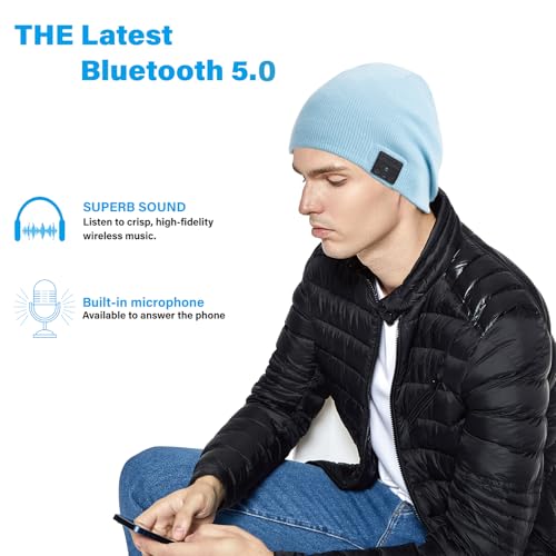 Image of BORAYDA Bluetooth Beanie, 18 hrs Playing HD Stereo, Built-in Mic, Men's /Women's Christmas Electronic Gifts