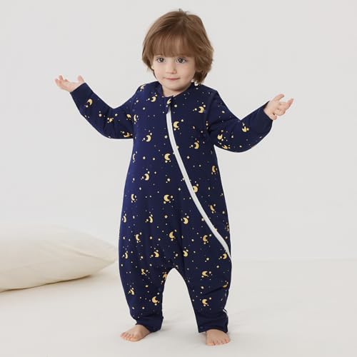 Image of Duomiaomiao 2.5 TOG Toddler Sleep Bag 6-12 Months 100% Cotton Winter Side Open Zipper Baby Sleep Sack with Feet, Warm Toddler Wearable Blanket