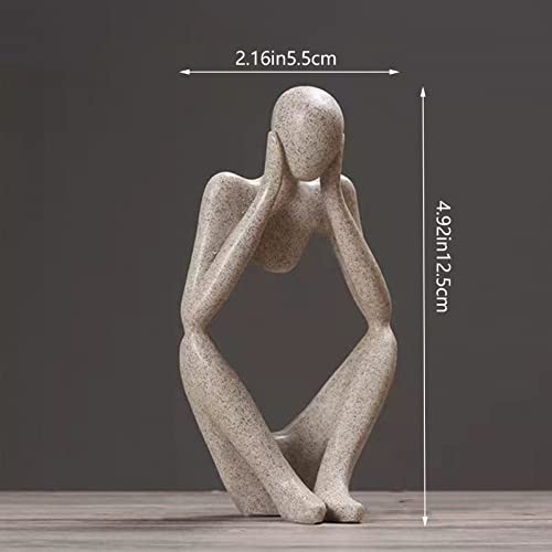 Thinker Statues and Sculptures, Sandstone Resin Thinker Statue Ornaments, Abstract Style Sculptures, Housewarming Gifts, Housewarming Decorations, Living Room Dining Desk Decorations(Middle, Small)