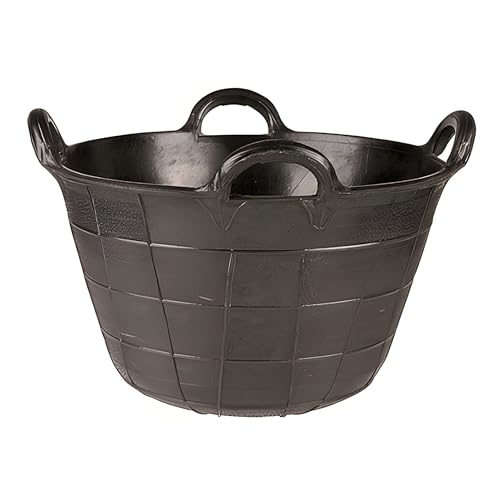 Bricoloco Espuerta de Goma de 4 asas para construcción y agricultura - caucho reciclado – 40 litros – Altura 320 mm y boca 480 mm (1)