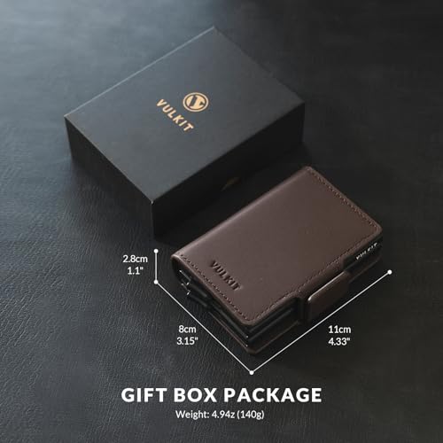 Image of VULKIT Credit Card Holder RFID Blocking Leather Automatic Pop Up Wallet Magnetic Wallet Double Card Case for Men and Women