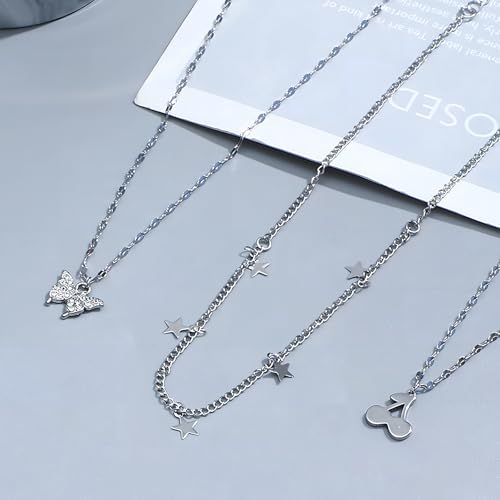 Image of NEWITIN 45 Pieces Silver Jewelry Set for Women Party Costume Punk Jewelry Set Goth Grunge Y2k Accessories Vintage Gothic Necklaces Bracelets Earrings Rings for Women Men