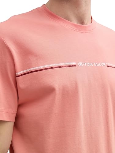 Tom Tailor Herren 1037803 T-Shirt mit Print, 12642 - Hazy Coral Rose, S – Ansicht 6