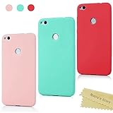 Mavis's Diary Huawei P8 Lite 2017 Funda Carcasa Silicona Gel Goma Flexible Case Ultra Delgado TPU Cover Protectora para Huawei P8 Lite 2017 - Roja+Rosa+Verde Menta