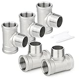 TAISHER 5PCS 304 Stainless Steel Tee Pipe Fittings, 3/4