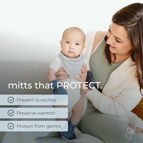 goumikids Viscose Made from Bamboo Cotton Stay-On Mitts, 3-6m Midnight Mitts3