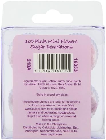 Culpitt Sugar Cake Decorations Pink Mini Flowers (Pack of 1, Total 100 Decorations)