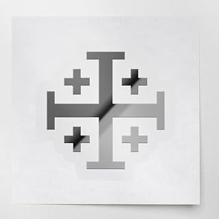 Transparent Decal Stickers of Jerusalem Cross (Metallic Silver) Premium Waterproof Vinyl Decal Stickers for Laptop Phone Accessory Helmet Car Window Mug Tuber Cup Door Wall Deco NVCSKUS021181SI070722