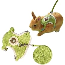 Rabbit Clothes Cute Vest Harness Leash Set Adjustable Outdoor Walking Control Rope for Small Pets Bunny Guinea Pig Ferret Kitten S,Green