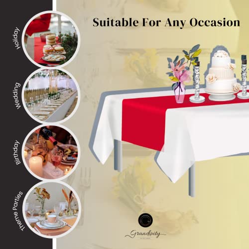 Red 6 Pack Premium Disposable Plastic Table Runner 14 X 108 Inch. Table Runner For Dinner Parties & Events By Grandipity #TOP3
