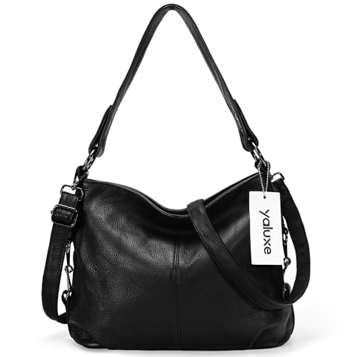 Image of YALUXE Women's Real Leather Shoulder Bags Hobo Handbag Purse Crossbody Bag