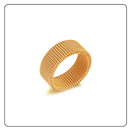 Fashion 18K Gold Stainless Steel Mesh Band Ring2