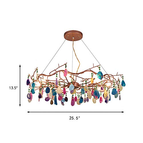 Runnup Ring Ceiling Lights Pendant Light Modern Agate Stone Chandelier In Rose Gold For Living Room Dining Room Kitchen Hallway,25.5" #TOP1