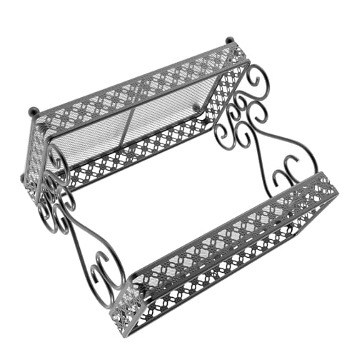 Pwshymi Makeup Organizer Double Layer Large Capacity Storage Rack for Bedroom Space Saving Vanity Storage Shelf for Skincare Products (Black)