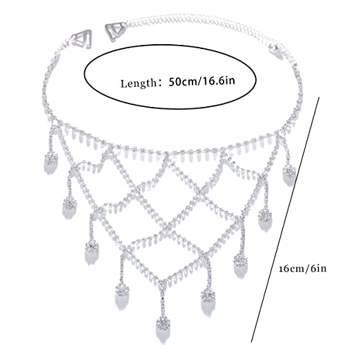 Stonefans 2Pcs/Set Rhinestone Bra Chain Strap For Women Wedding Flower Body Chains Flapper Shoulder Body Jewelry Rave Bridal (Silver) #TOP7