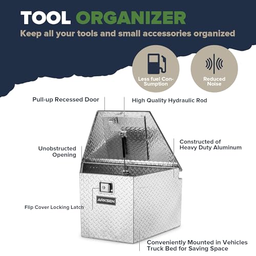 image for ARKSEN 33 Inch Heavy Duty Diamond Plate Aluminum Trailer Tongue Box Pi