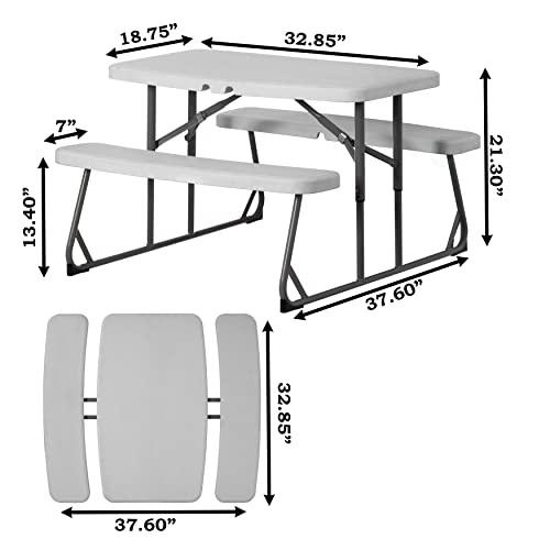 Gardenised Foldable White Kids' Picnic Bench Outdoor Portable Children's Backyard, Crafting, Dining, And Playtime Patio Table #TOP5