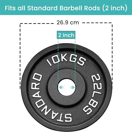 FK Sports Olympic Weight Plates, 2" Cast Iron Weights, Barbell Plates 2.5kg, 5kg, 10kg, 15kg, 20kg, 25kg, Durable Weight Plates for Home Gym & Fitness, Weight Set, Sold in Pair (C) 2 X 10KG) - Image 7