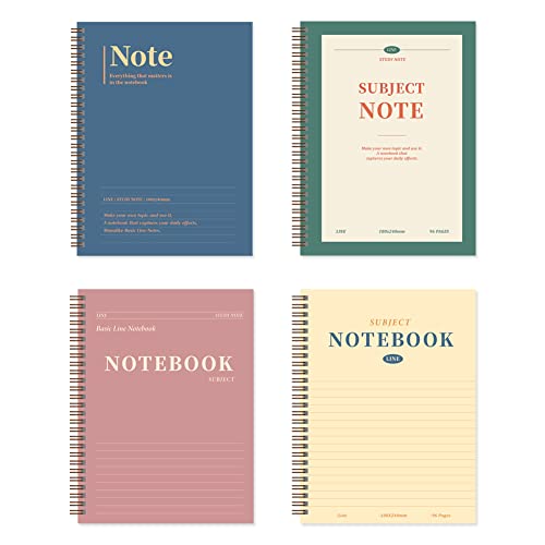Cahier scolaire à spirale Monolike A4P | Lot de 4 cahiers lignés 18x24cm 98 pages pour la rentrée
