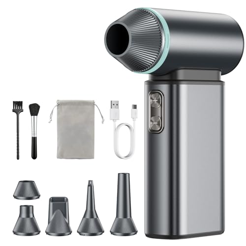 Compressed Air Duster, 150,000RPM Super Power Electric Air Duster, 6 Gears Adjustable Rechargeable Cordless Mini Air Blower for Keyboard Computer Car Home Cleaning, Replaces Compressed Air Cans