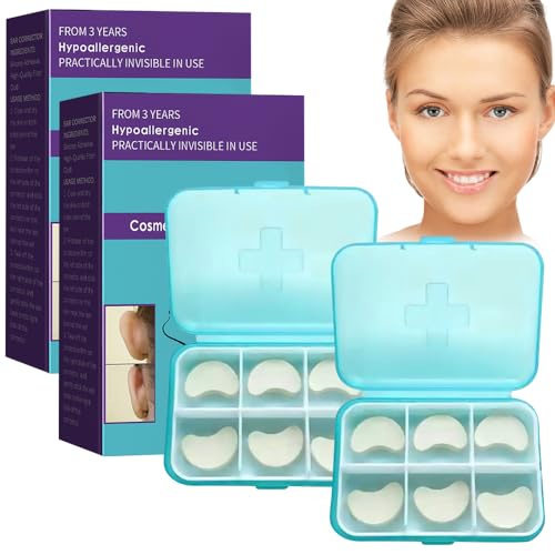 YANGUN 2 PCS Cosmetic Ear Corrector, Ear Stickers Correctors, Ear Correctors, Suitable for All Ages, Styling, Waterproof, Supports and Corrects Protruding Ears, Ears Appear Small (12 Stickers)