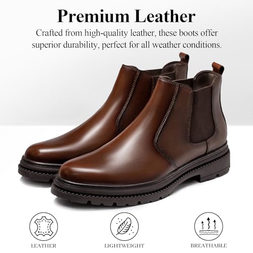 Image of OKKO Mens Chelsea Boots Genuine Leather Dress Boots for Men Classic Stylish Casual Slip On Ankle Boot for Men
