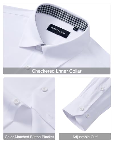 Alimens & Gentle Mens Dress Shirts Casual Long Sleeve Wrinkle Free Stretch Club Prom Party Button Down Shirt with Pocket3