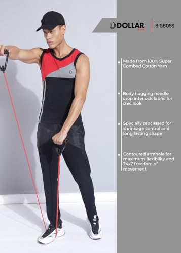 Image of Dollar Bigboss Men's Solid Cotton Gym Vest (Colour May Vary)