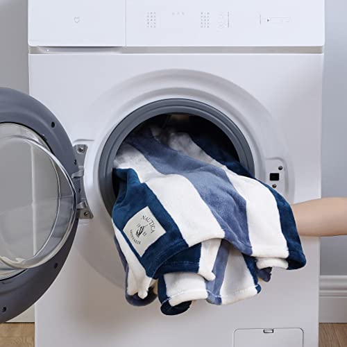 Nautica- Queen Blanket, Ultra Soft & Cozy Plush Home Décor, All Season Bedding (Awning Stripe Navy, Queen) #TOP3