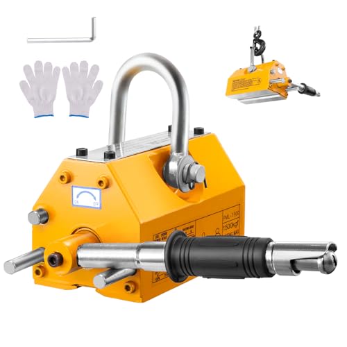 VEVOR Permanent Magnetic Lifting with Release, 4400lbs/2000kg Heavy Duty Magnet, 2.5 Safety Factor, Neodymium & Steel for Hoist, Shop Crane, Block, Board Lifting Plate Steel