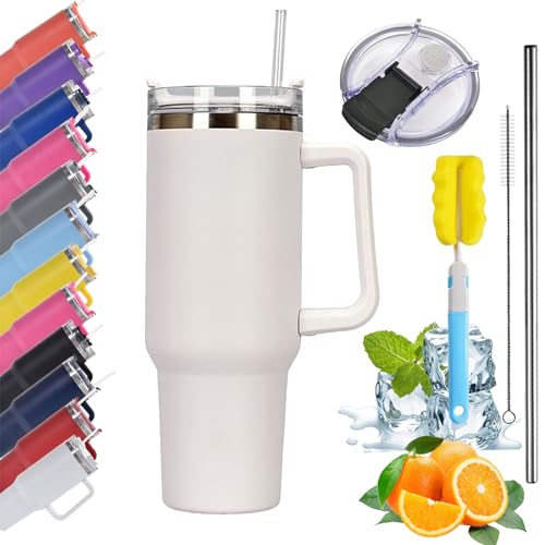 Farberly 6Pcs Tazza termica con cannuccia e manico, da caffè da viaggio, termica per auto, da viaggio con manico e cannuccia