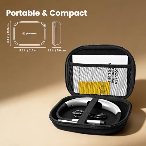 Image of Glocusent Neck Light with EVA Case,Bendable&Rechargeable Book Light