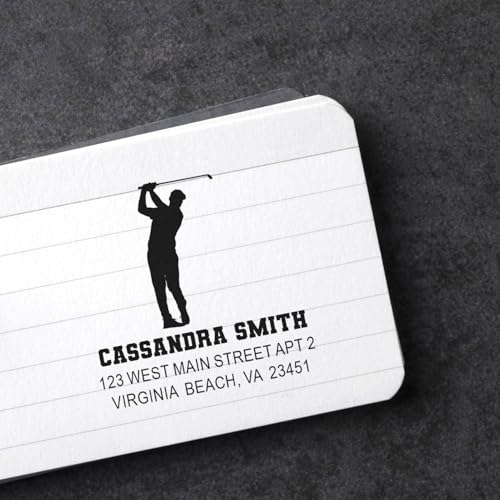 Image of Golf Swing Silhouette, Ball Marker Rubber Stamp with Elegantly Poised Golfer Silhouette, Custom Line for Enthusiasts, Unique Standard 1-5 /8 Square Wood Handle, Golfers