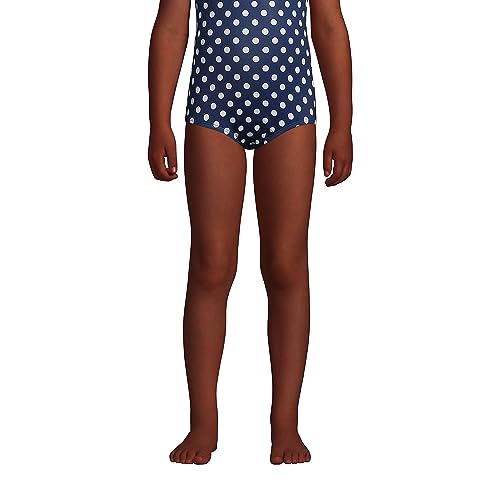 Image of Lands' End G One Piece Sport Swimsuit Deep Sea Navy Shadow Dot Kids 4