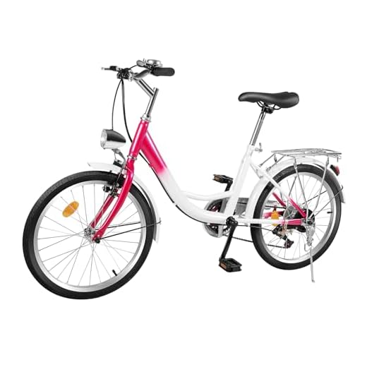 gegeweeret Bicicleta de mujer de 20 pulgadas con 6 marchas – Bicicleta ligera de aluminio (13,6 kg), freno en V y contrapedal, color rosa/blanco – Ideal para la ciudad y el ocio (máx. 90 kg, 155-170