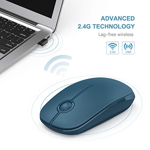 Image of VssoPlor Wireless Mouse, 2.4G Slim Portable Computer Laptop Mouse with Nano Receiver Quiet Silent Optical Mice for Notebook, PC, Laptop, Computer-Sapphire Blue