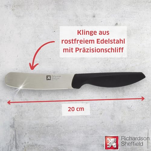 RICHARDSON SHEFFIELD SINCE 1839 Buttermesser, rostfrei & spülmaschinenfest, Brötchenmesser, Frühstücksmesser, Brotzeitmesser, Edelstahl, Kunststoff, Silber/Schwarz