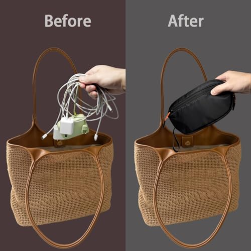 TRIPHKAR Torba na kable USB, Power Bank, ładowarka, zewnętrzny dysk twardy, mysz, kabel i akcesoria (czarny)