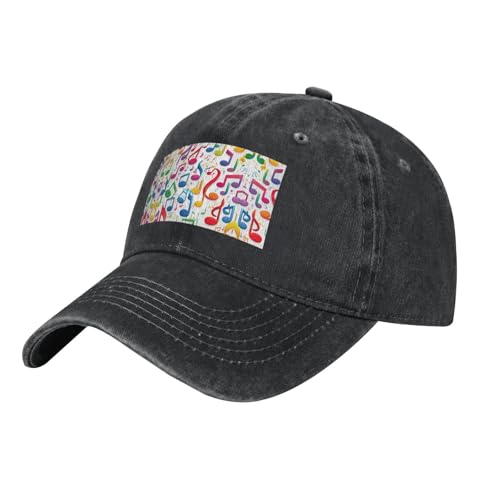 Kycvds Cowboy Cappellino da baseball retrò con note musicali colorate unisex, Nero , Taglia unica