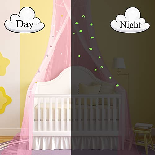 Stars Bed Canopy Glow In The Dark Bed Canopy For Girls Unicorn Room Decor For Girls Bedroom Pink Bed Canopy Crib Mosquito Net Fluorescent Mosquito Net Hanging For Girls, Kids And Babies #TOP3