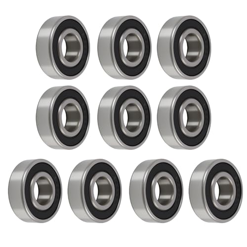 10Pcs 6203RS Deep Groove Ball Bearings, 17mm x 40mm x 12mm Double Rubber Sealed, Chrome Steel Precision Bearings, Durable Low Friction Industrial Bearings for Motors Gearboxes Fans Mixers RC Cars