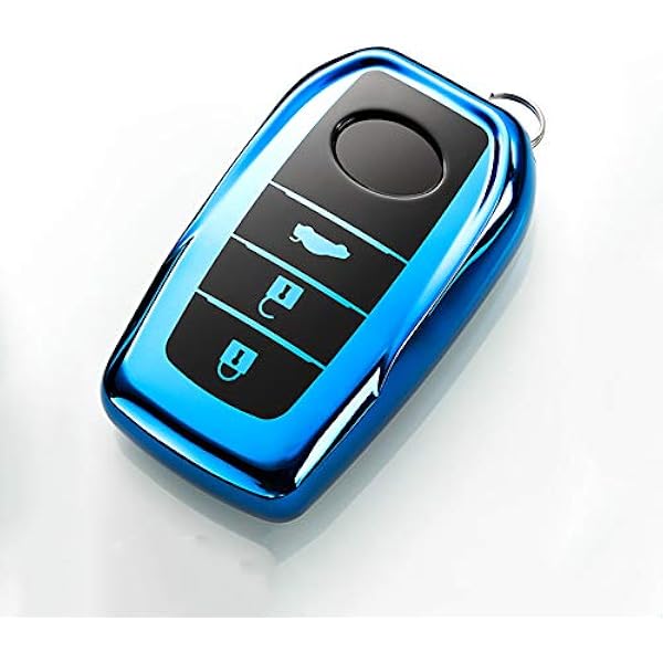 ontto Smart etui na kluczyk samochodowy do Toyoty CHR C-HR Camry Prius Prado Land Cruiser Reiz 3 przyciskami Premium TPU skrzynka na klucze Keyless Go ochrona kluczy torba breloczek do kluczy niebieski