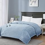 Electric Blanket Queen Size with Dual Control, Soft Fleece, Large Bed Sized Heated Blankets, Machine