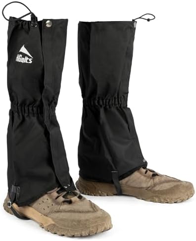 OrrinSports Gators for Hiking Boots for Men and Women Waterproof Adjustable Leg Gaiters in Hunting Sand and Mud Mountain Climbing or Snow (Black L)