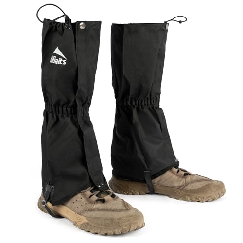 OrrinSports Gators for Hiking Boots for Men and Women Waterproof Adjustable Leg Gaiters in Hunting Sand and Mud Mountain Climbing or Snow (Black L)